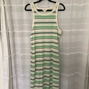 3/$10 SALE Green Striped Maxi Tank Dress NWT